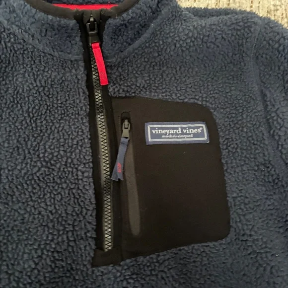 Vineyard Vines Boys Sherpa 1/2 Zip Jacket Pullover Size S (8-10) Navy - Picture 2 of 7